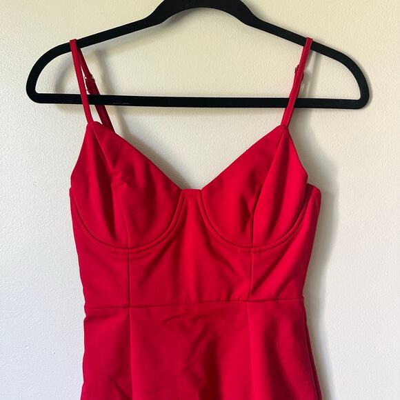 Like New Princess Polly Red Spaghetti Strap Dress Size 2 Homecoming - Picture 4 of 8